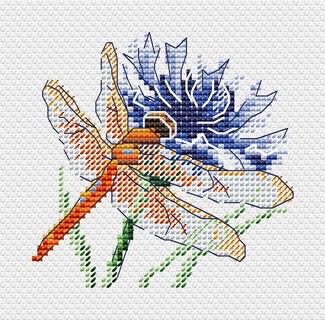 Стрекоза и василек (11*11 см)