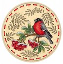 Зимний гость. Снегирь. Декоративное украшение 18*18 см (деревянная основа)