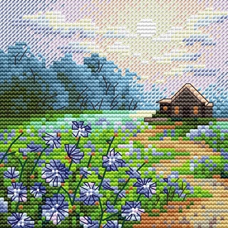Пейзаж с цикорием (11*11 см)
