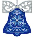 Синий колокольчик с бантом. Ёлочная игрушка (9*12 см) (перфорированный фетр)